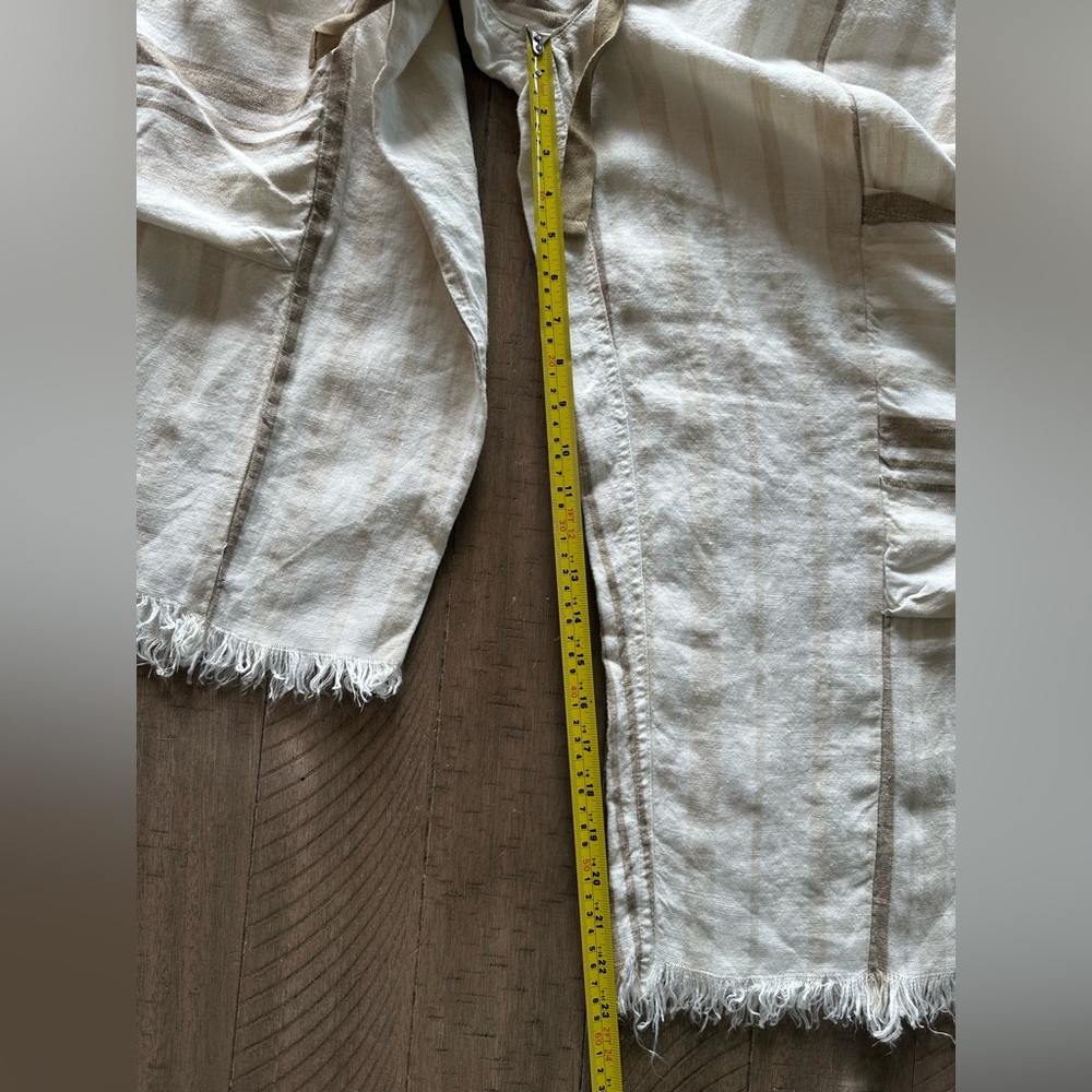 NWOT Free People Glory Days Striped 100% Linen Pants Frayed Hem size Small - Picture 15 of 16